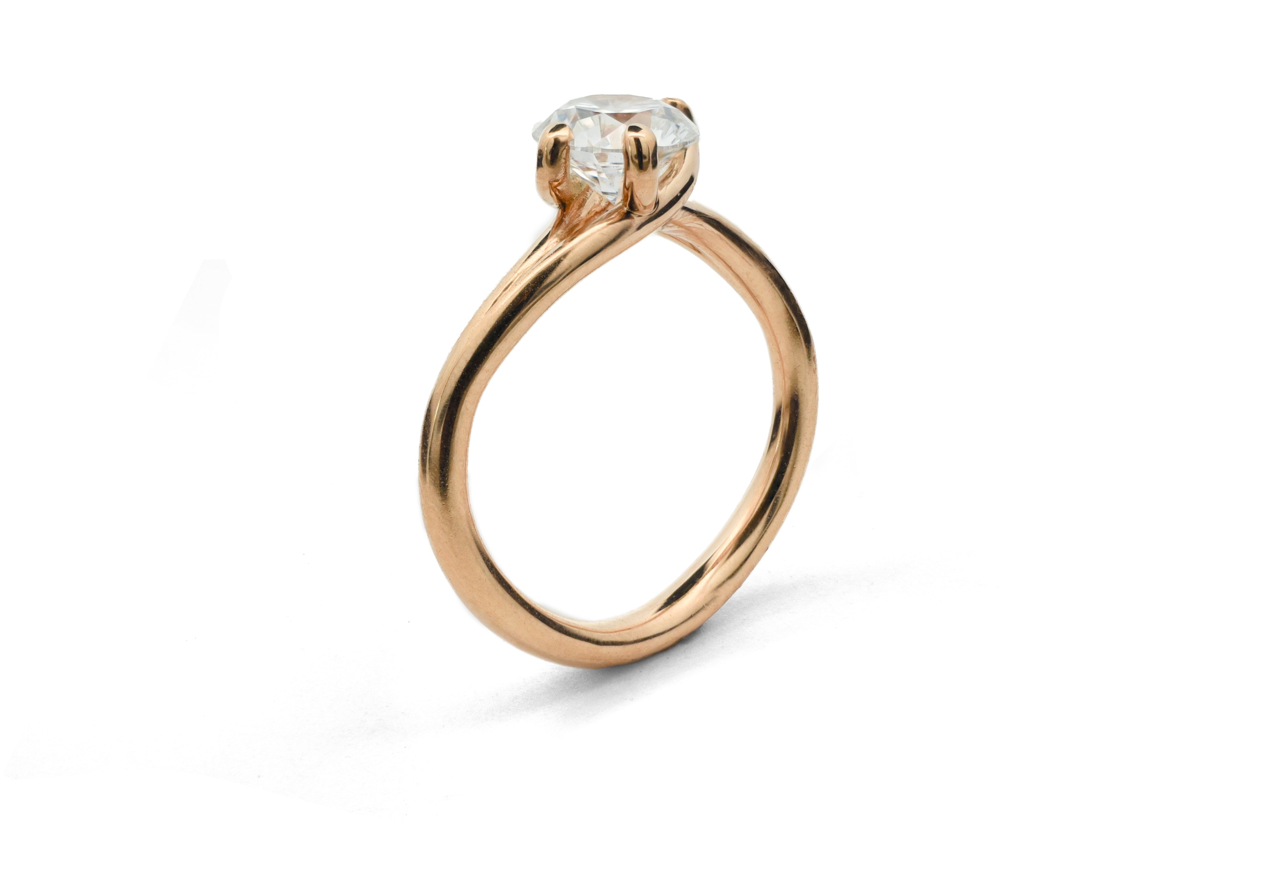 Rose gold and white diamond embrace ring