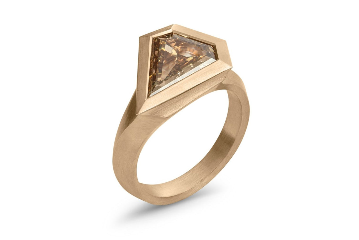 18ct Rose Gold Shield Cognac Diamond Aegis Ring