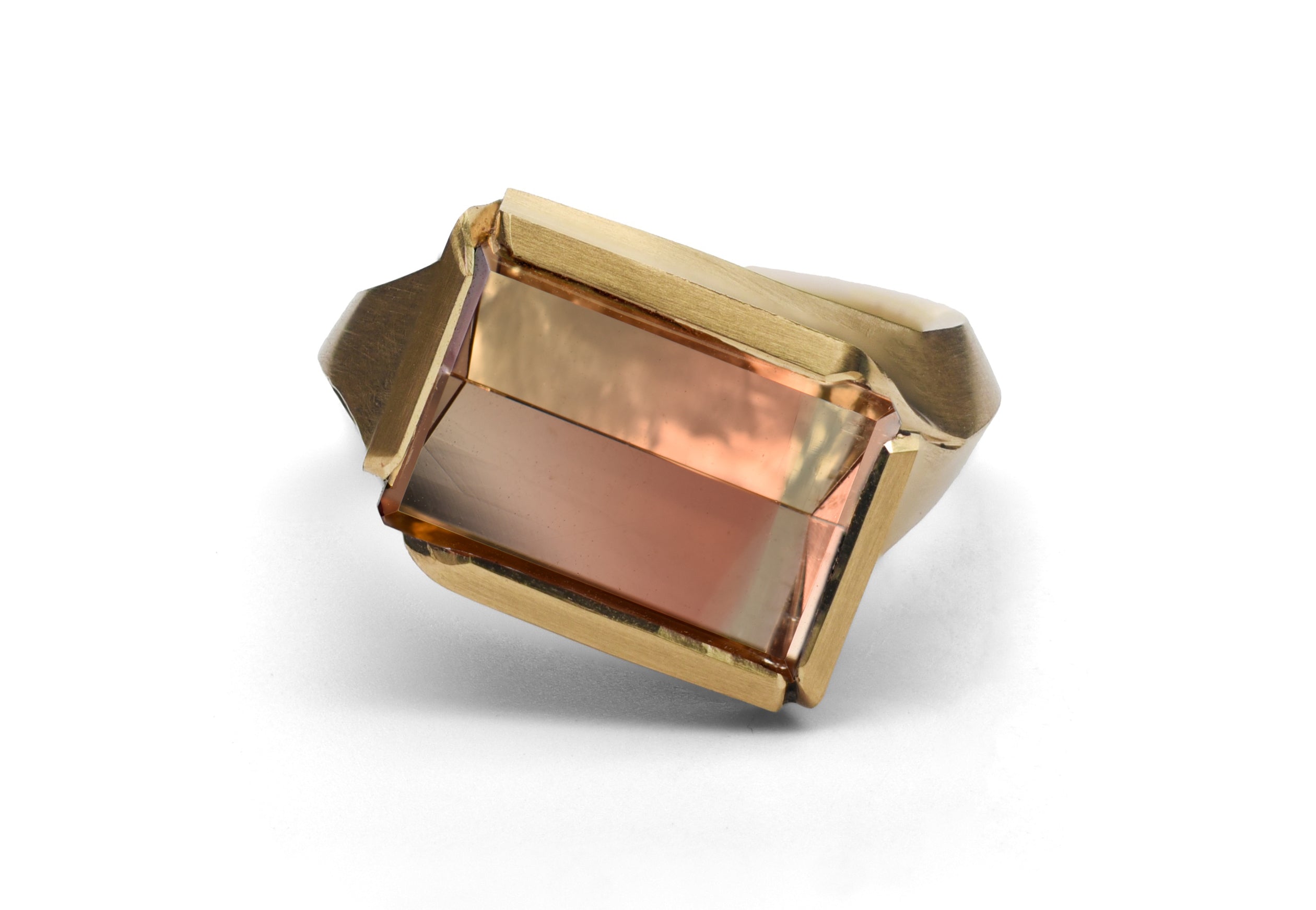 18ct Yellow Gold Mirror Cut Tourmaline Arris Ring