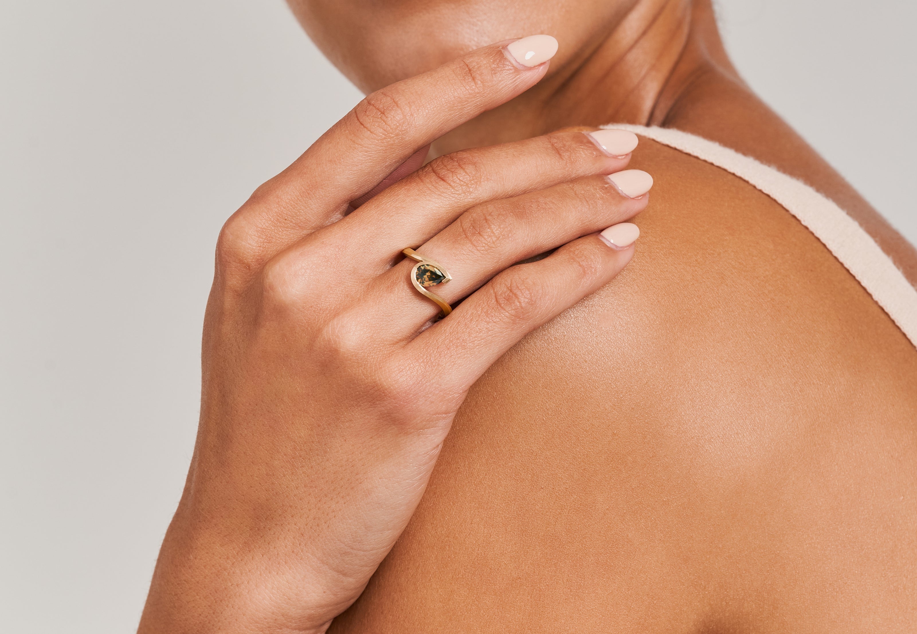 18ct Rose Gold Cognac Diamond Wave Ring