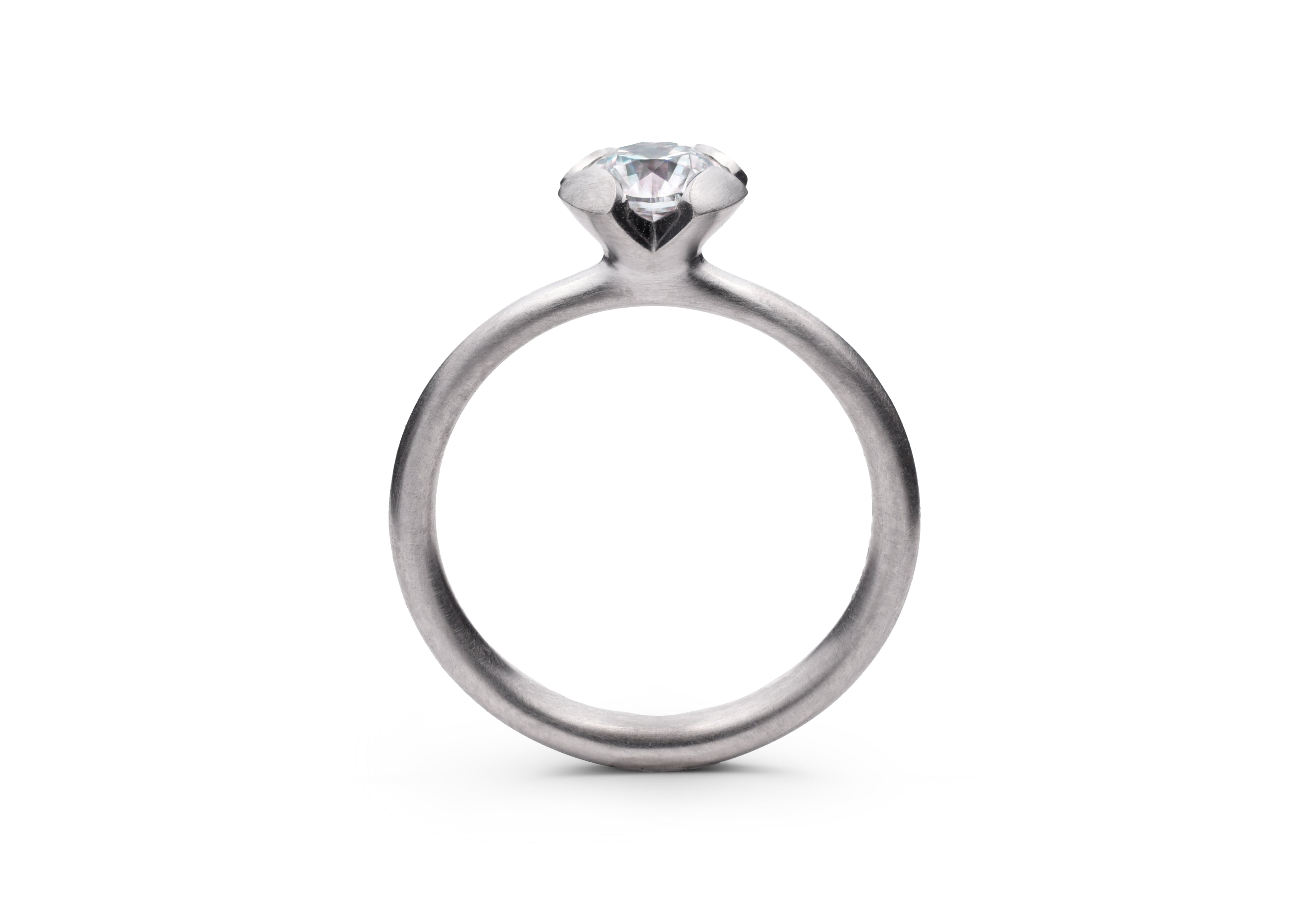 Platinum Calyx engagement ring with white diamond