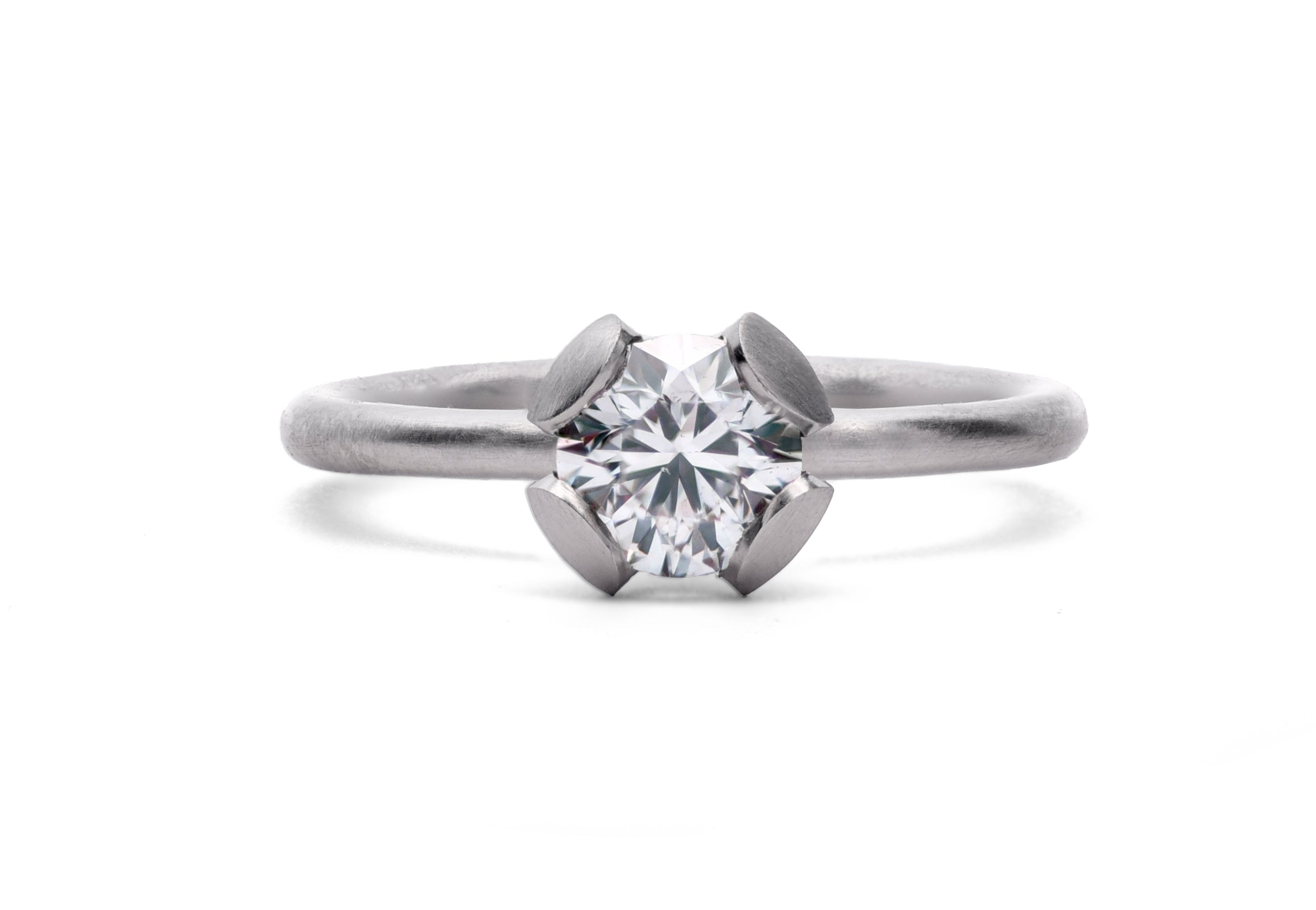 Platinum Calyx engagement ring with white diamond
