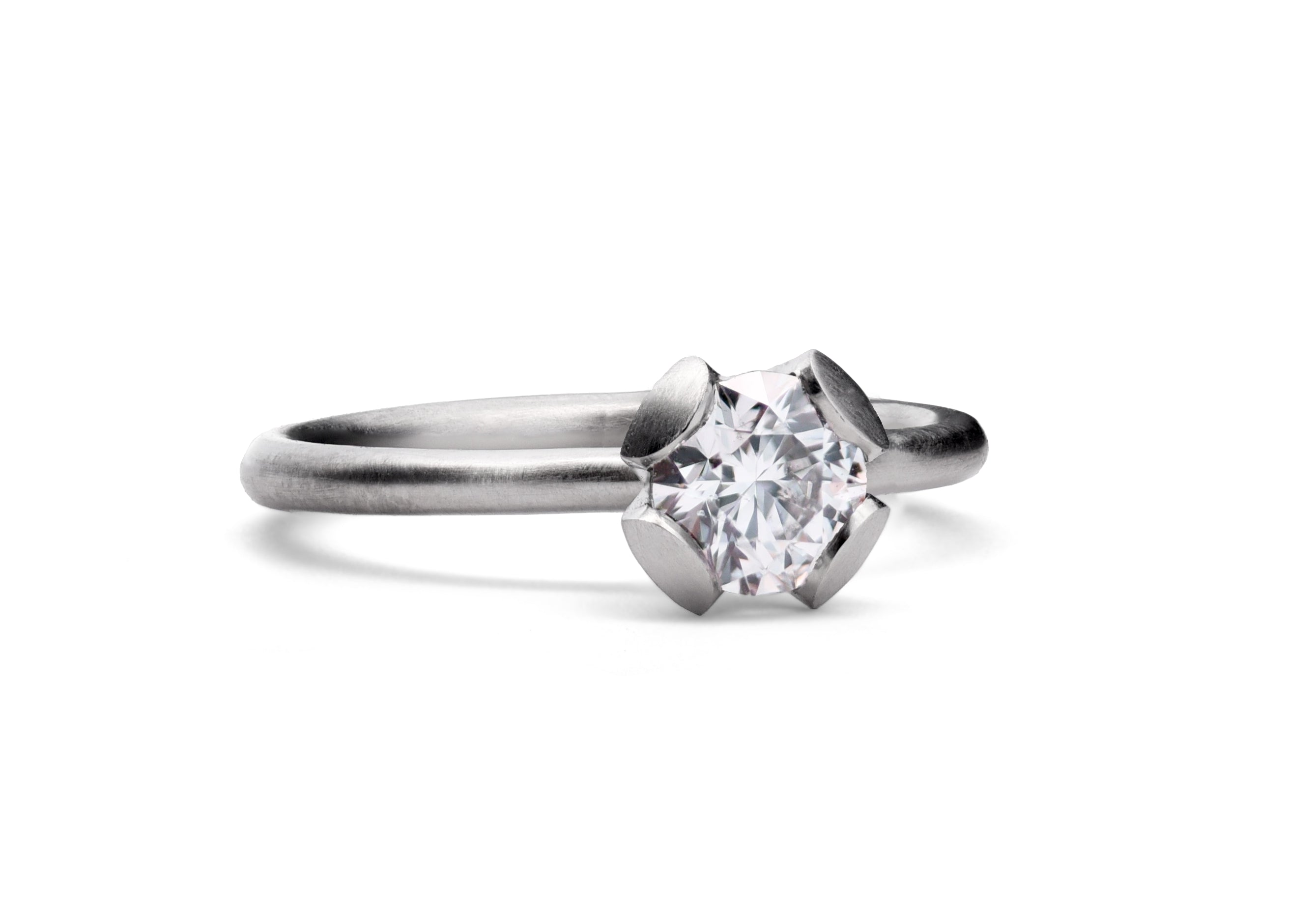 Platinum Calyx engagement ring with white diamond
