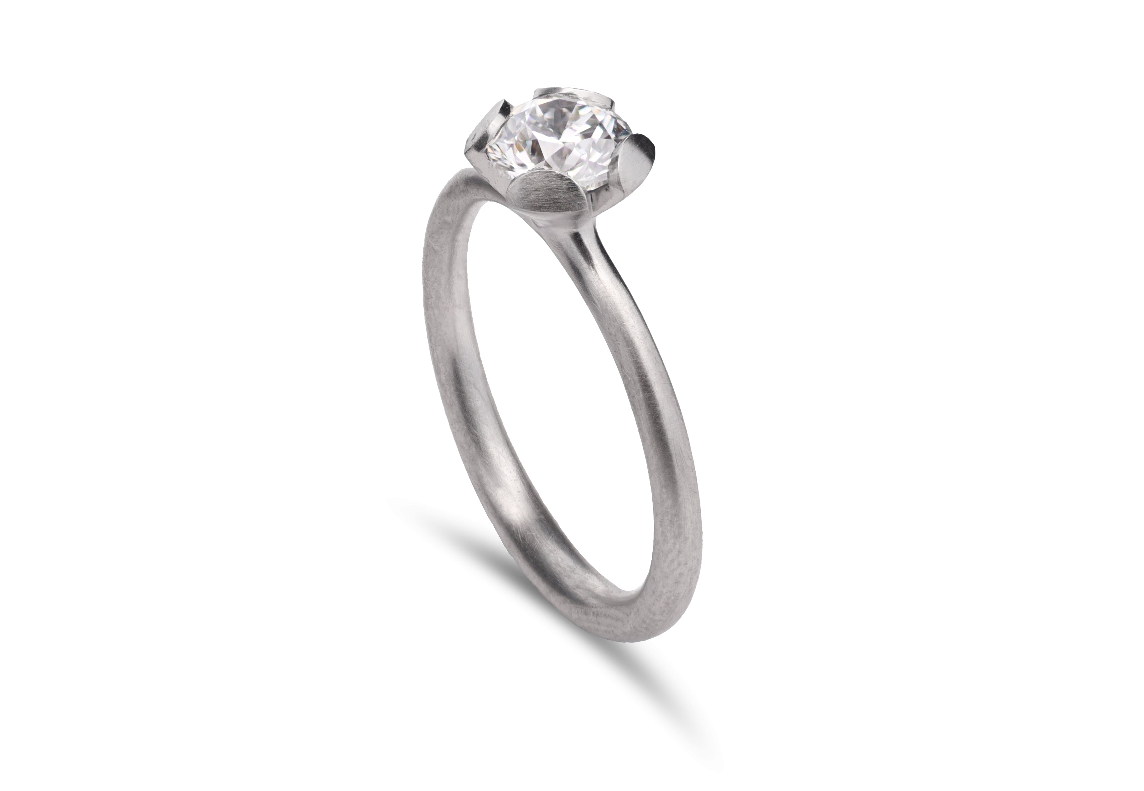 Platinum Calyx engagement ring with white diamond