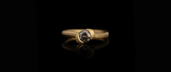 Salt and Pepper Grey Diamond Arris Engagement Ring
