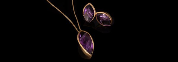 Amethyst pendant and earrings - it started with stunning gemstones and a sketch
