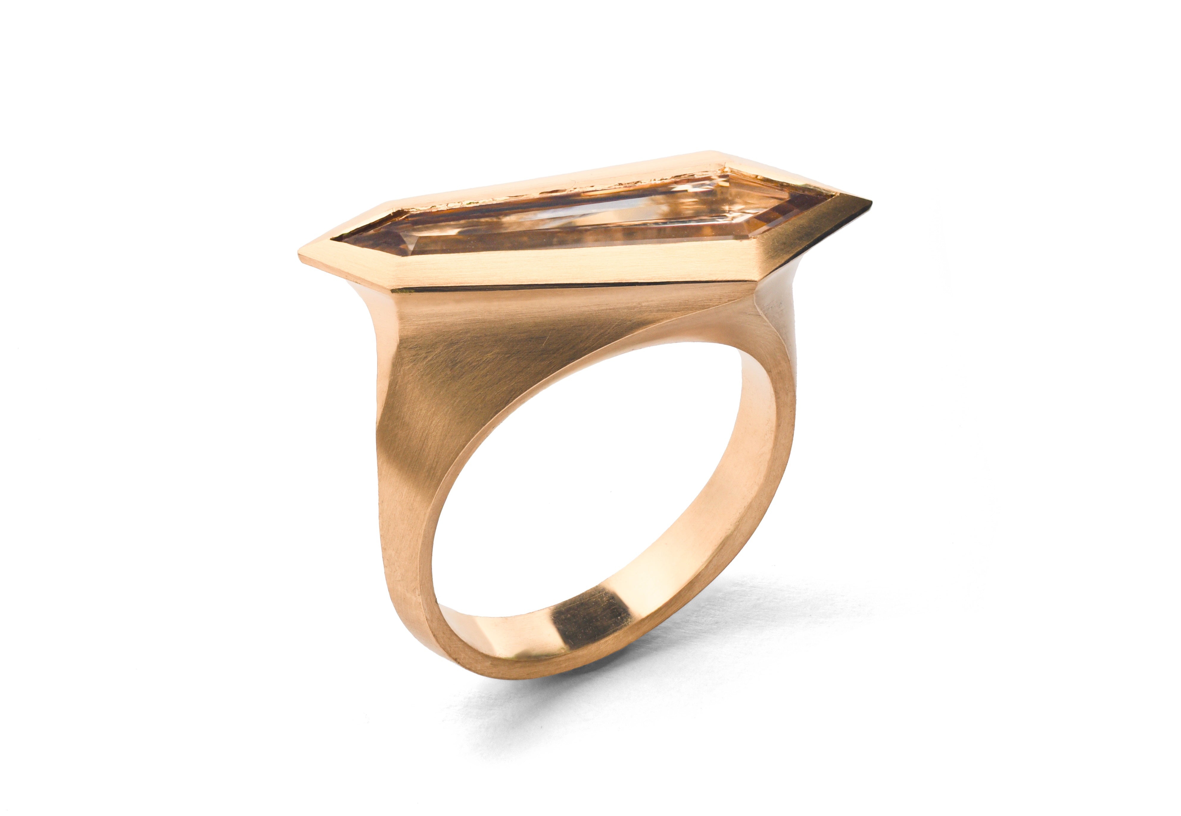 18ct Rose Gold Shield Shaped Cognac Diamond Aegis Ring
