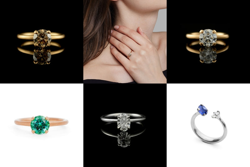 Modern 4-Claw Engagement Rings Collage
