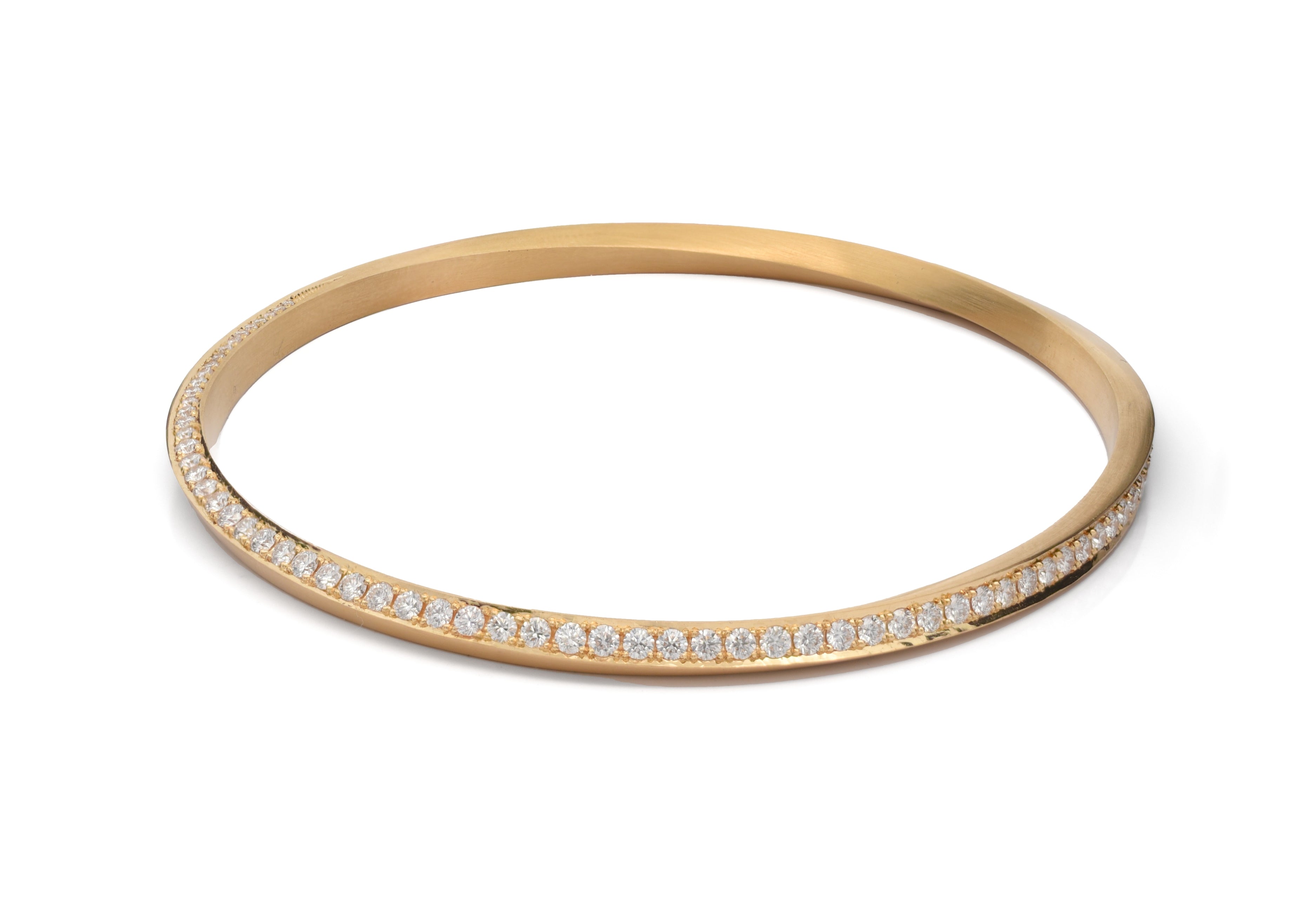 18ct Yellow Gold Diamond Set Mobius Bangle