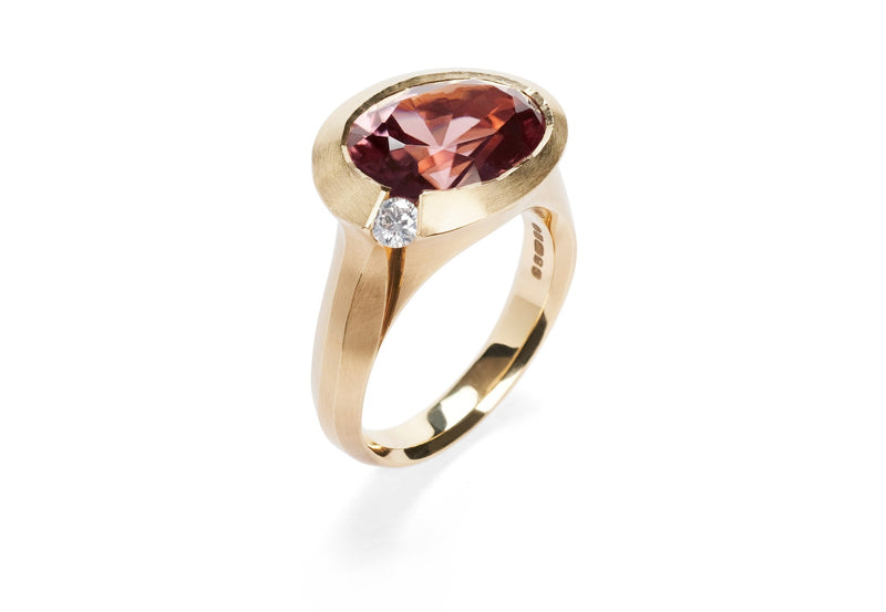 18ct rose gold zircon and diamond Arris cocktail ring