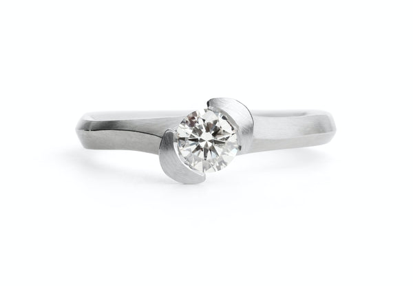 Hand Carved Asymmetric platinum and white diamond Arris Ring-McCaul