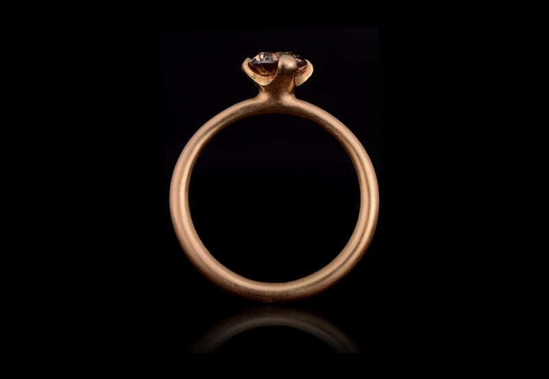 Asymmetric three claw cognac diamond ring-McCaul