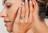 Emerald and diamond Double Twist ring-McCaul