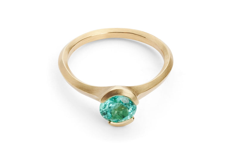 Carved 18ct rose gold Arris ring with Paraiba tourmaline