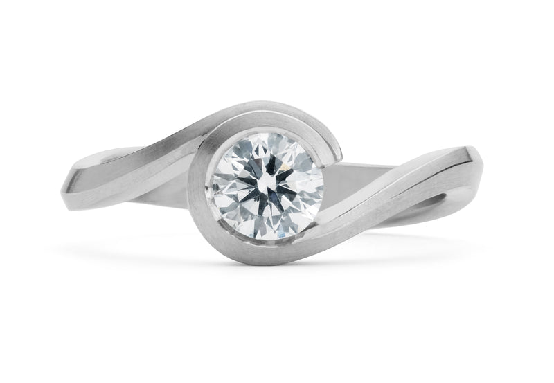 'Wave' platinum engagement ring-McCaul