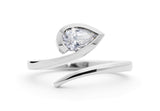 White pear cut diamond 'Twist' engagement ring