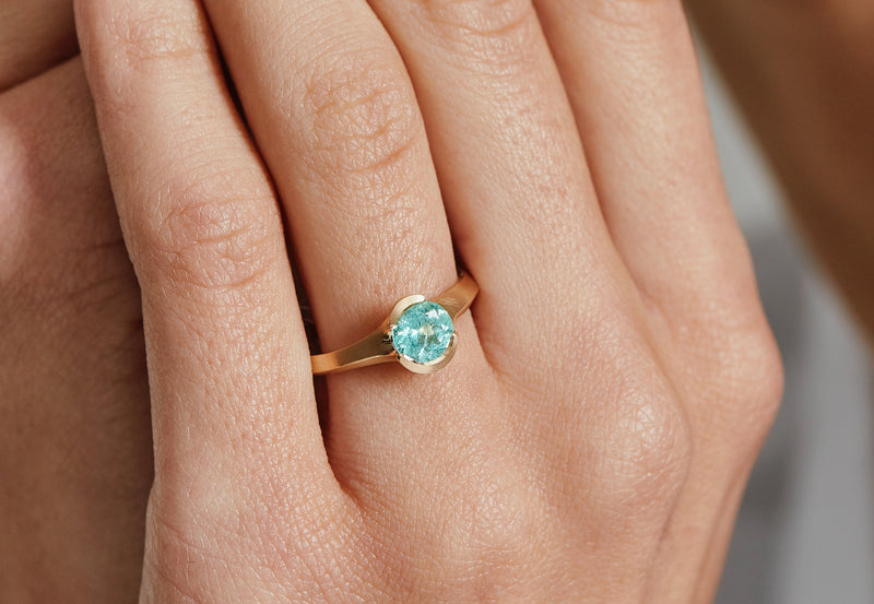 Hand carved rose gold Arris ring with Paraiba tourmaline-McCaul