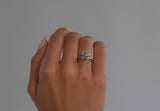 Platinum Calyx ring set with grey diamond