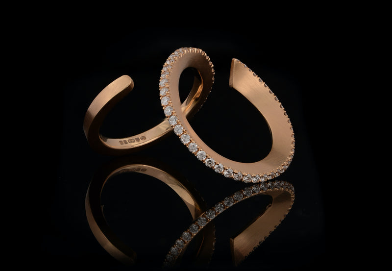 Hand forged 18ct gold and diamond set ring-McCaul